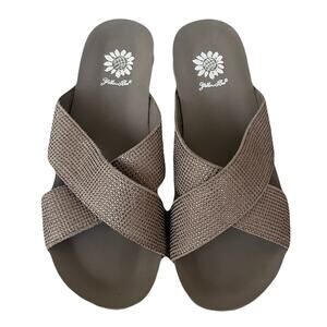 Yellow Box Platform Wedge Sandal - Maxima - Taupe w/Bling - Size 8M
